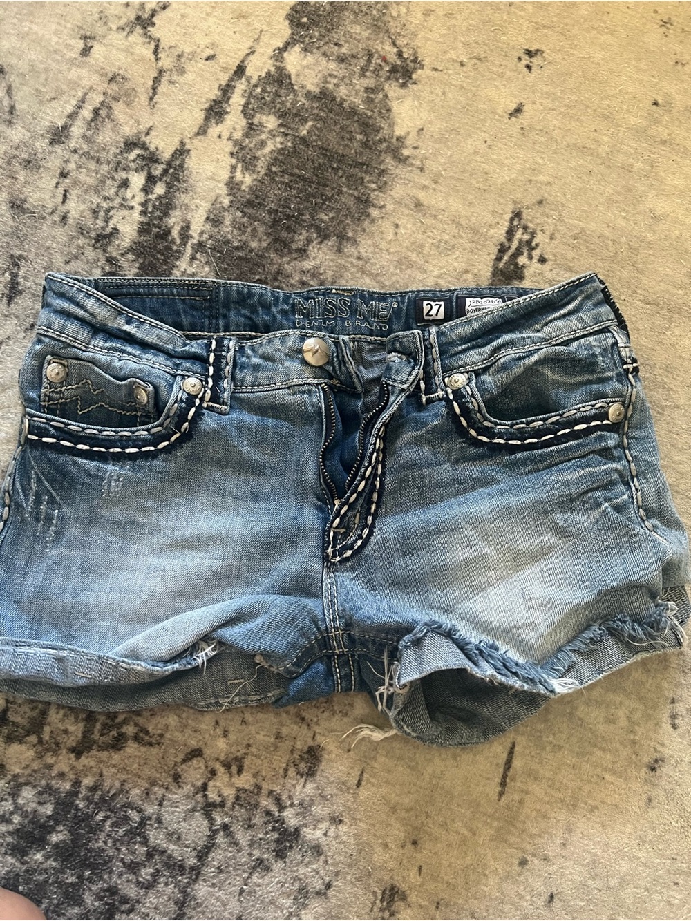 Miss Me Light Blue Distressed Denim Shorties